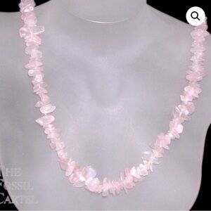 Rose Quartz Chip Necklace 36"